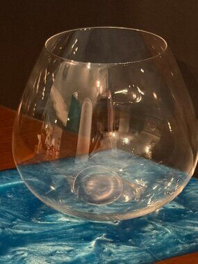 Tiffany & Co Elsa Peretti Thumbprint Crystal Brandy Snifter Stemless Wine Glass